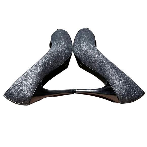 Jacqueline Ferrar Pewter Glitter Platforms with Pewter Stiletto Heels Size 9 1/2 - Picture 6 of 8